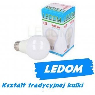 Żarówka - lampa LED E27 10W A60 LEDOM - biała ciepła 3000K