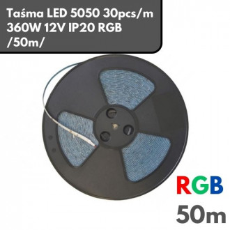 Taśma LED 5050 30pcs/m 360W 12V IP20 RGB /50m/