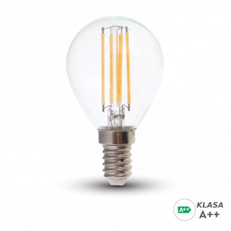 Żarówka LED V-TAC 6W Filament E14 Kulka P45 A++ Przeźroczysta VT-2486 6400K 800lm