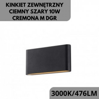 Kinkiet zewnętrzny ciemny szary 10W CREMONA M DGR - 3000K