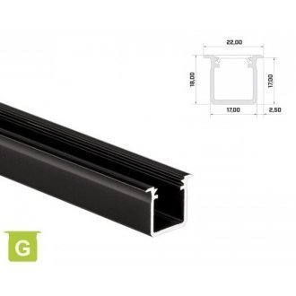 Profil aluminiowy do taśm LED wpuszczany LUMINES typ G - czarny - 1 metr