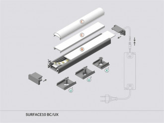 Profil LED montażowy SURFACE10 czarny TOPMET - 1m