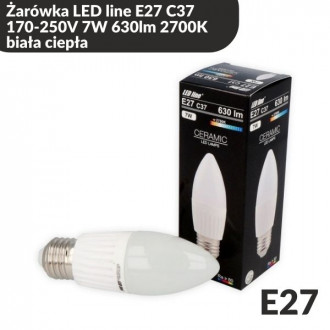 Żarówka LED line E27 C37 170-250V 7W 630lm 2700K biała ciepła