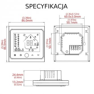 Termostat bezprzewodowy LCD TUYA SMART