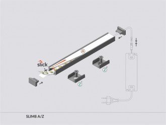 Profil LED natynkowy SLIM8 surowy TOPMET - 1m