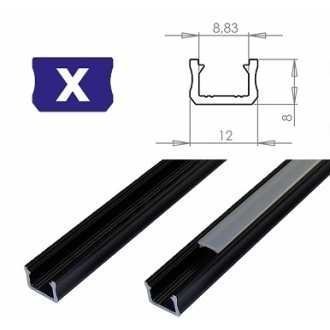 Profil aluminiowy do taśm LED - zewnętrzny typ X LUMINES - czarny - 2 metry