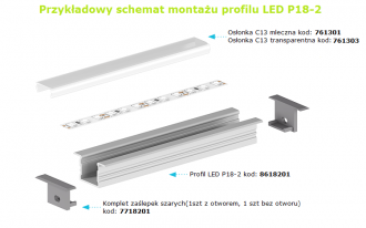 Profil LED wpuszczany P18-2 srebrny - 1m