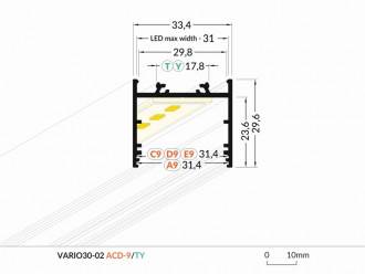 Profil natynkowy VARIO30-02 czarny TOPMET - 2m