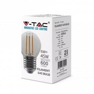 Żarówka LED E27 6W V-TAC Filament - Biała Zimna