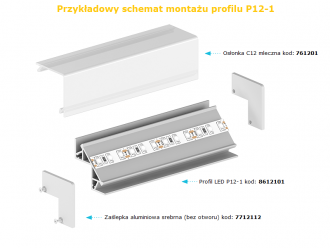 Profil LED podtynkowy P12-1 srebrny - 1m