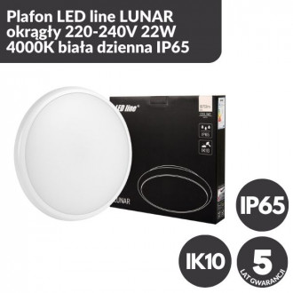 Plafon LED line LUNAR okrągły 220-240V 22W 1870lm 4000K biała dzienna IP65