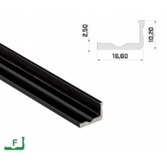 Profil aluminiowy napowierzchniowy LUMINES typ F do taśm LED - czarny - 2 metry