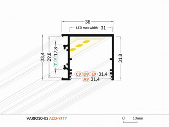 Profil aluminiowy nawierzchniowy VARIO30-03 biały TOPMET - 1m