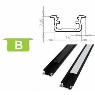 Profil aluminiowy do taśm LED czarny - wpuszczany typ B LUMINES - 1 metr