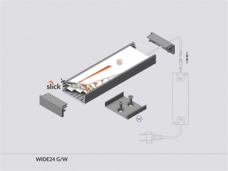 Profil LED nawierzchniowy WIDE24 G/W TOPMET srebrny - 2m