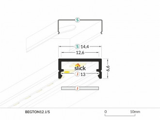 Profil LED natynkowy BEGTON12 czarny TOPMET - 2m