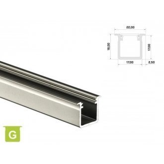 Profil aluminiowy do taśm LED wpuszczany LUMINES typ G - srebrny - 1 metr
