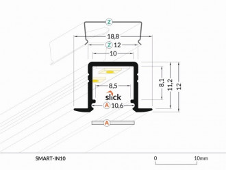 Profil LED wpuszczany SMART-IN10 czarny TOPMET - 2m