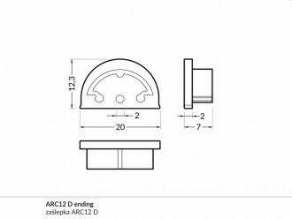 Zaślepka kpl. 2 sztuki biała do profilu elastycznego profilu LED ARC12