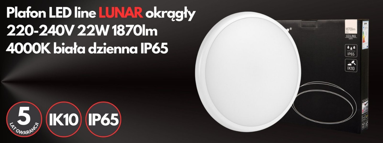 470591 Plafon LED line LUNAR okrągły 220-240V 22W 1870lm 4000K biała dzienna IP65