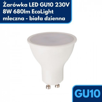 Żarówka LED GU10 230V 8W 680lm Ecolight GU10 mleczna - biała dzienna