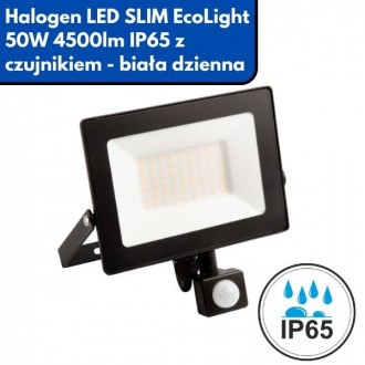 Halogen LED SLIM EcoLight 50W 4500lm IP65 z czujnikiem - biała dzienna