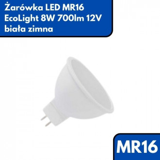 Żarówka LED MR16 EcoLight 8W 700lm 12V - biała zimna