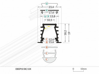 Profil LED podtynkowy DEEP10 czarny TOPMET - 1m