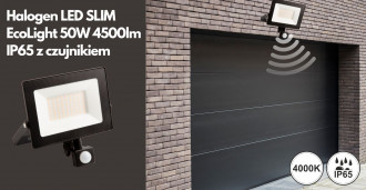 Halogen LED SLIM EcoLight 50W 4500lm IP65 z czujnikiem - biała dzienna