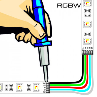 Usługa dolutowania przewodu długości +/- 10cm pomiędzy dwoma odcinkami taśmy RGBW