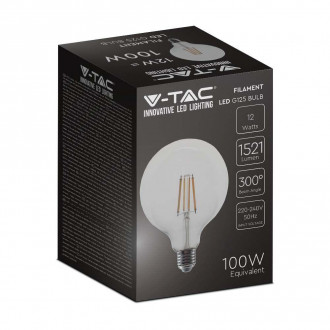 Żarówka LED V-TAC 12W Filament E27 G125 Przeźroczysta VT-2143 3000K 1550lm