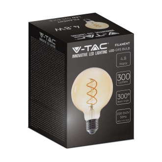 Żarówka LED V-TAC 5W Filament E27 Kula G95 Złota VT-2075 2200K 300lm